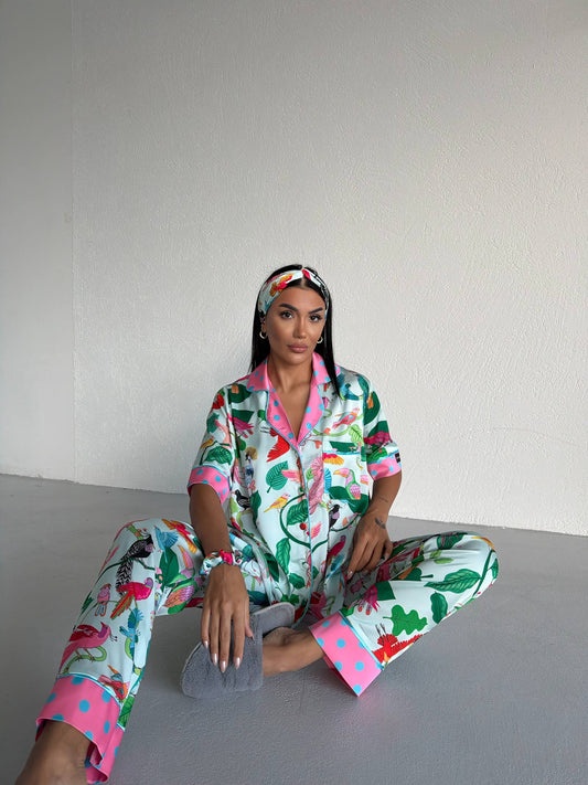 Pants Satin Pajama- Tropical