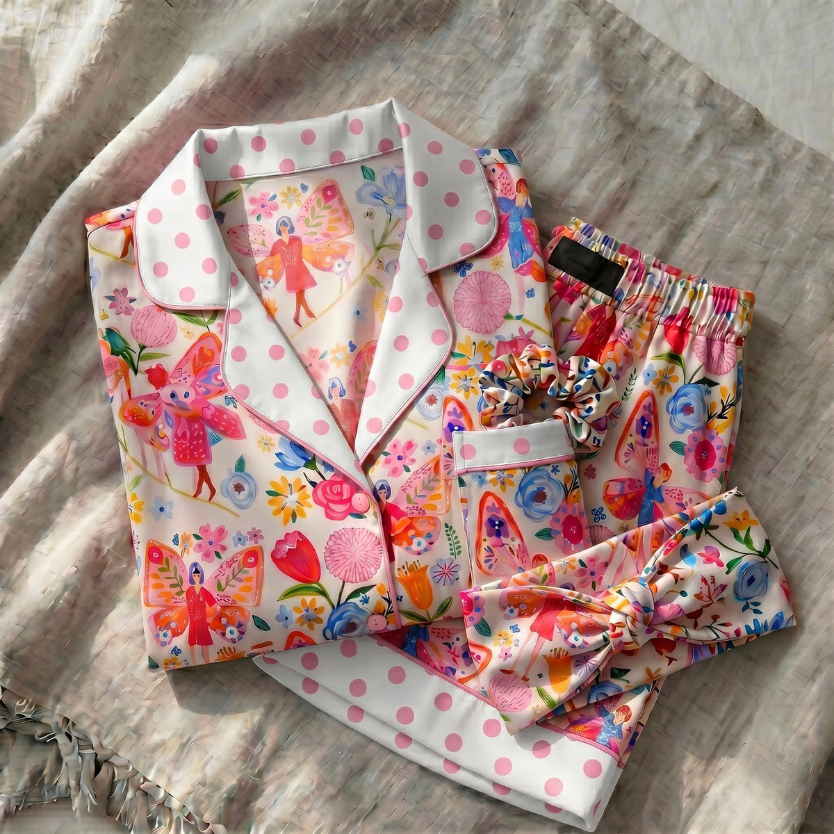 Printed Short Pajama Set-Fairy