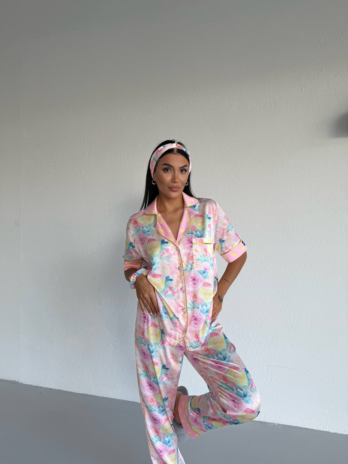 Pastel Floral Satin Pajama
