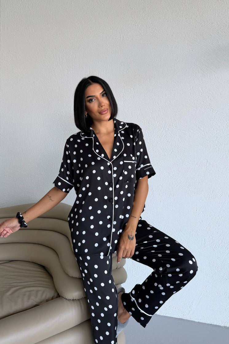 Polka Dot Pajama-Black
