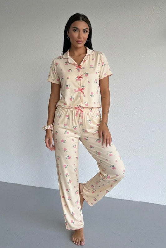 Floral Print Pajama-Yellow