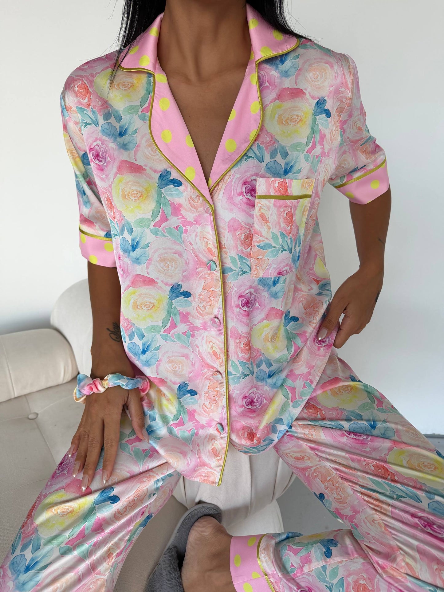 Pastel Floral Satin Pajama