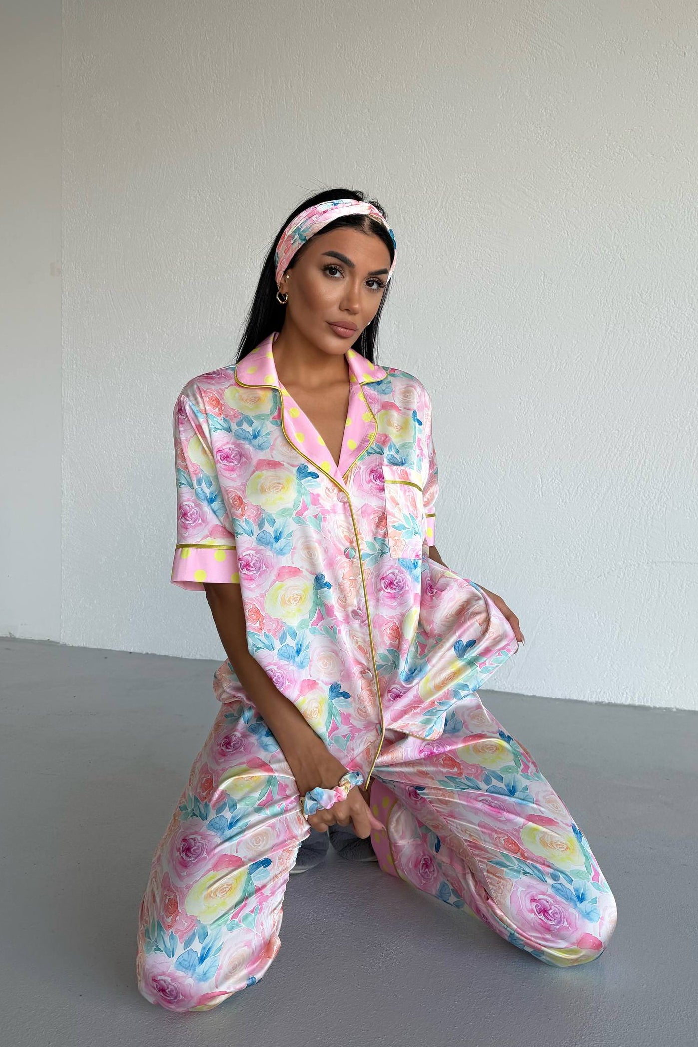 Pastel Floral Satin Pajama
