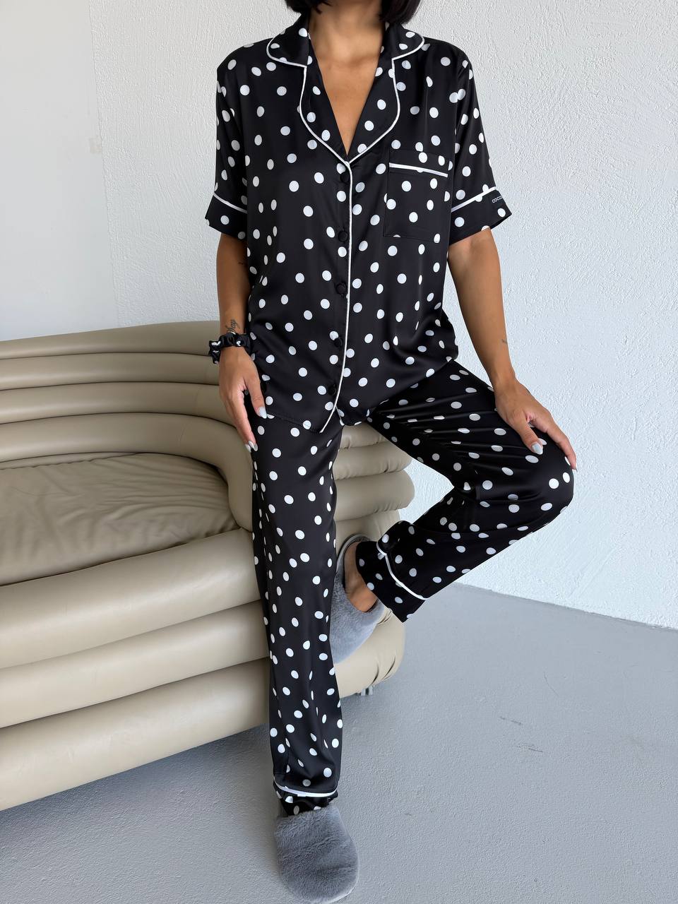 Polka Dot Pajama-Black